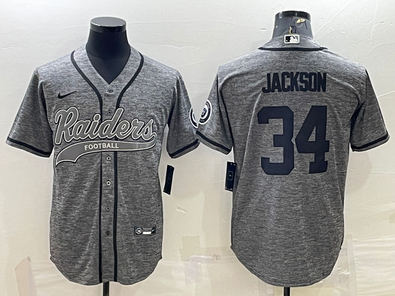 Men's Las Vegas Raiders Bo Jackson #34 Gray Jersey Joint Edition